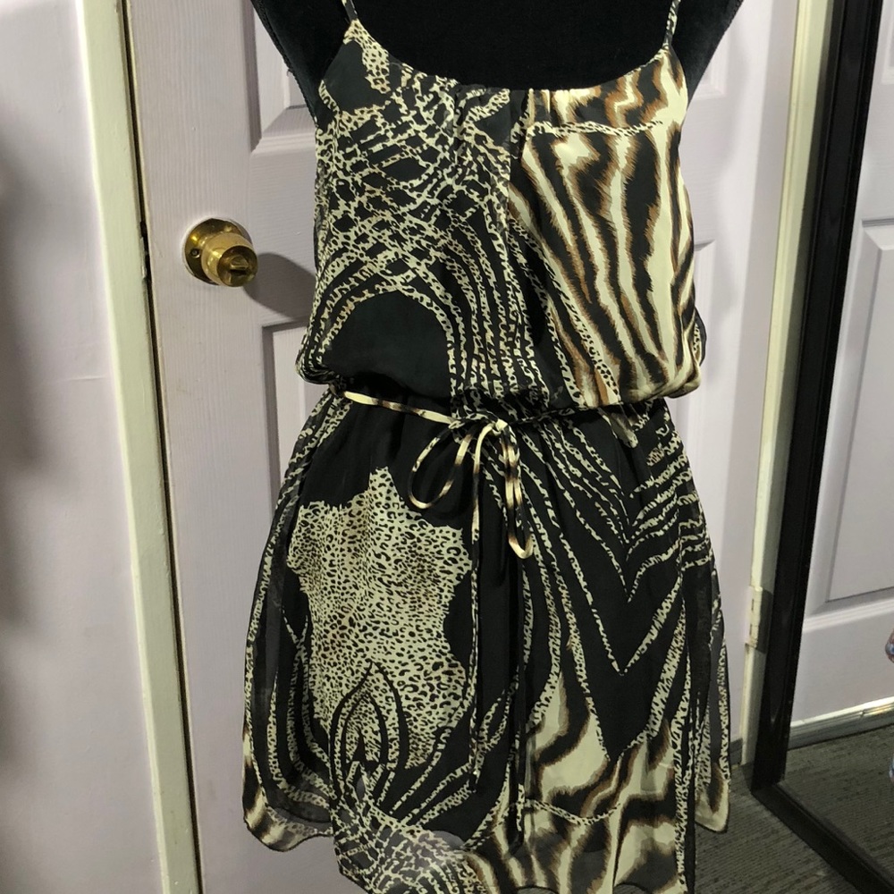 Poetry Animal Print elastic waist chiffon dress. M